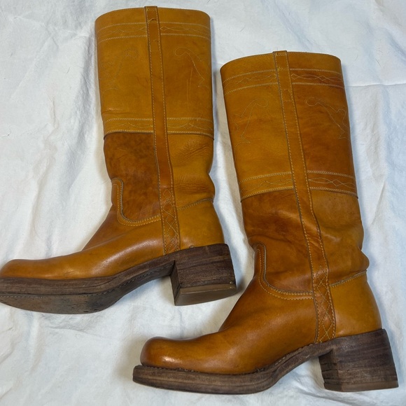 Frye Shoes - Vintage 1970s Frye Campus Taurus Stitch Black Label Boots Made in USA 7B